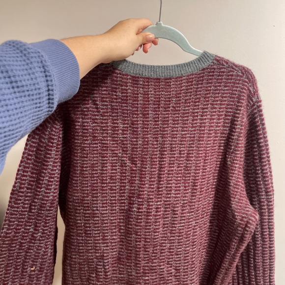 Saks Fifth Avenue Mens Cashmere Maroon Gray Print Sweater Size XL - Picture 4 of 5